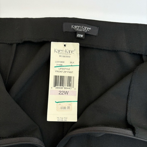 Karen Kane Lifestyle Front Zip Tapered Leg Stretch Trouser Pant Black 22W NWT - Picture 8 of 10